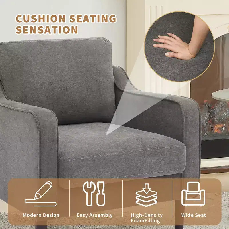 Fauteuil d'appoint du milieu du siècle, Chaises de salon modernes et confortables, Fauteuil rembourré, Fauteuil individuel confortable, pour Chambre à coucher ou Salon