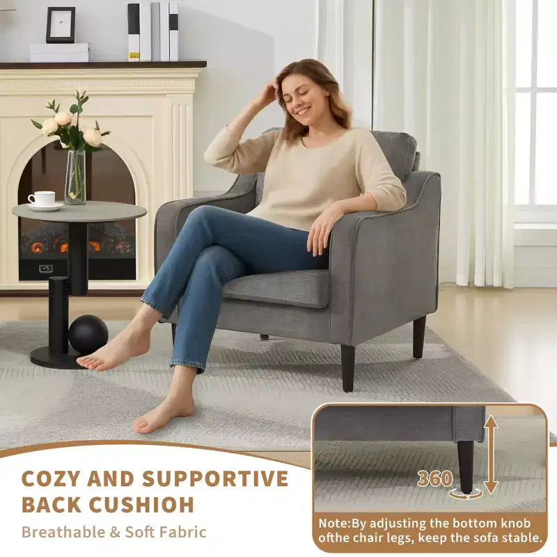 Fauteuil d'appoint du milieu du siècle, Chaises de salon modernes et confortables, Fauteuil rembourré, Fauteuil individuel confortable, pour Chambre à coucher ou Salon