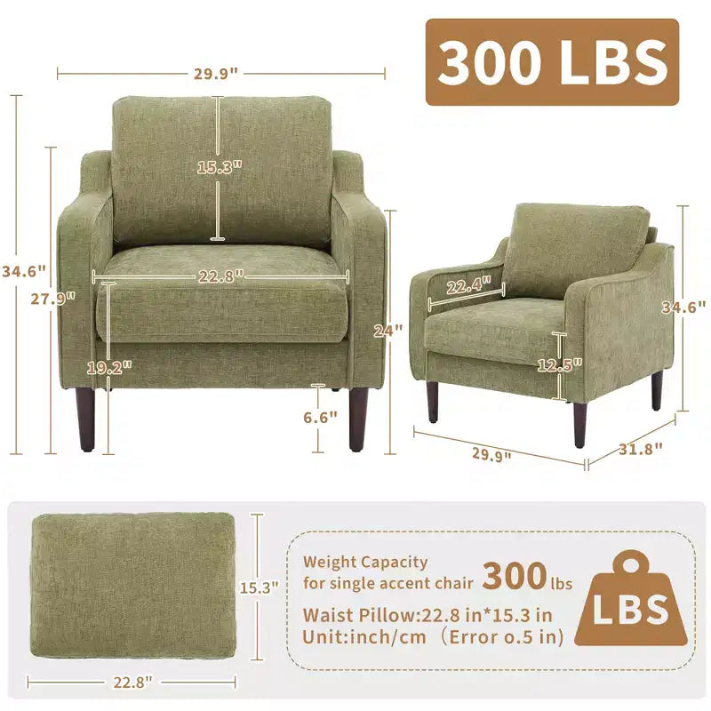 Fauteuil d'appoint du milieu du siècle, Chaises de salon modernes et confortables, Fauteuil rembourré, Fauteuil individuel confortable, pour Chambre à coucher ou Salon