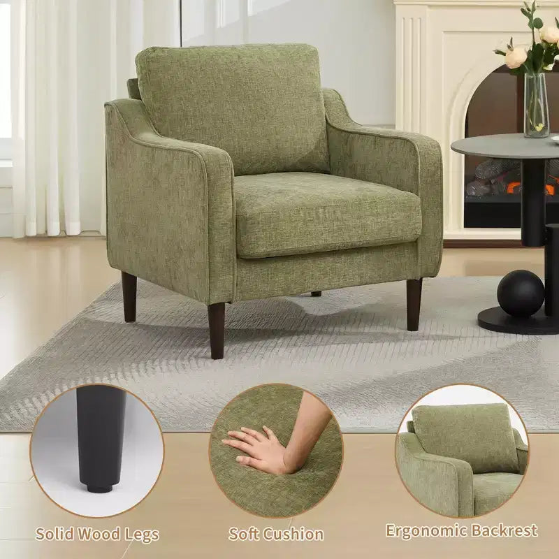 Fauteuil d'appoint du milieu du siècle, Chaises de salon modernes et confortables, Fauteuil rembourré, Fauteuil individuel confortable, pour Chambre à coucher ou Salon