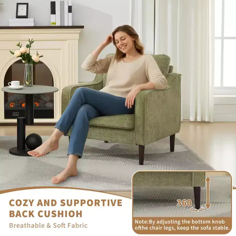 Fauteuil d'appoint du milieu du siècle, Chaises de salon modernes et confortables, Fauteuil rembourré, Fauteuil individuel confortable, pour Chambre à coucher ou Salon