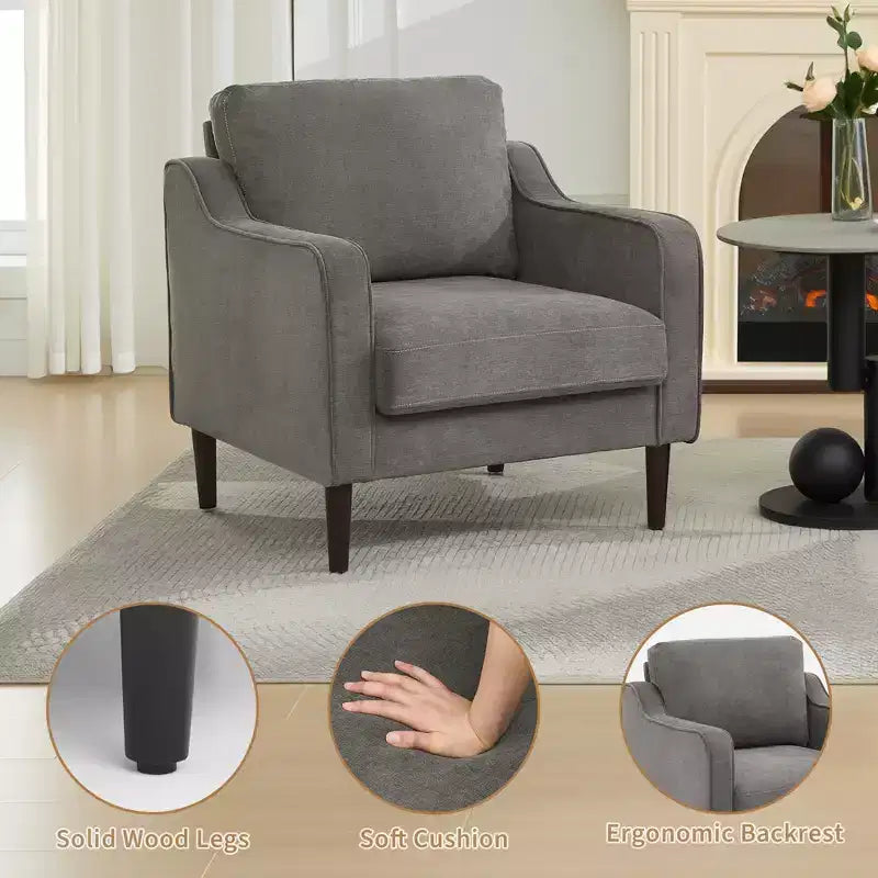 Fauteuil d'appoint du milieu du siècle, Chaises de salon modernes et confortables, Fauteuil rembourré, Fauteuil individuel confortable, pour Chambre à coucher ou Salon