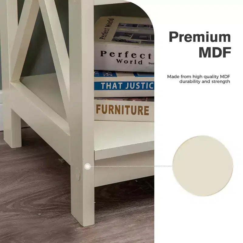 Lot de 2 tables d'appoint de style ferme, tables d'appoint rustiques à 3 niveaux avec design en X, tables de chevet en bois pour salon ou chambre à coucher