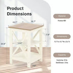 Lot de 2 tables d'appoint de style ferme, tables d'appoint rustiques à 3 niveaux avec design en X, tables de chevet en bois pour salon ou chambre à coucher