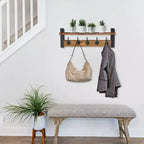 Étagère murale flottante de 60 cm avec 5 crochets robustes pour entrée, salle de bain, chambre, cuisine ou buanderie