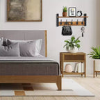 Étagère murale flottante de 60 cm avec 5 crochets robustes pour entrée, salle de bain, chambre, cuisine ou buanderie