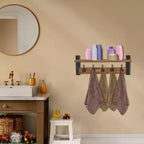 Étagère murale flottante de 60 cm avec 5 crochets robustes pour entrée, salle de bain, chambre, cuisine ou buanderie