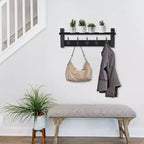 Étagère murale flottante de 60 cm avec 5 crochets robustes pour entrée, salle de bain, chambre, cuisine ou buanderie