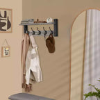 Étagère murale flottante de 60 cm avec 5 crochets robustes pour entrée, salle de bain, chambre, cuisine ou buanderie