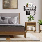 Étagère murale flottante de 60 cm avec 5 crochets robustes pour entrée, salle de bain, chambre, cuisine ou buanderie