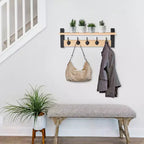 Étagère murale flottante de 60 cm avec 5 crochets robustes pour entrée, salle de bain, chambre, cuisine ou buanderie