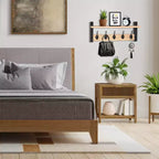 Étagère murale flottante de 60 cm avec 5 crochets robustes pour entrée, salle de bain, chambre, cuisine ou buanderie