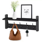 Sorbus 24 Inch Floating Wall Shelf with 5 Heavy Duty Hooks  for Entryway, Bathroom, Bedroom, Kitchen, or Mudroom