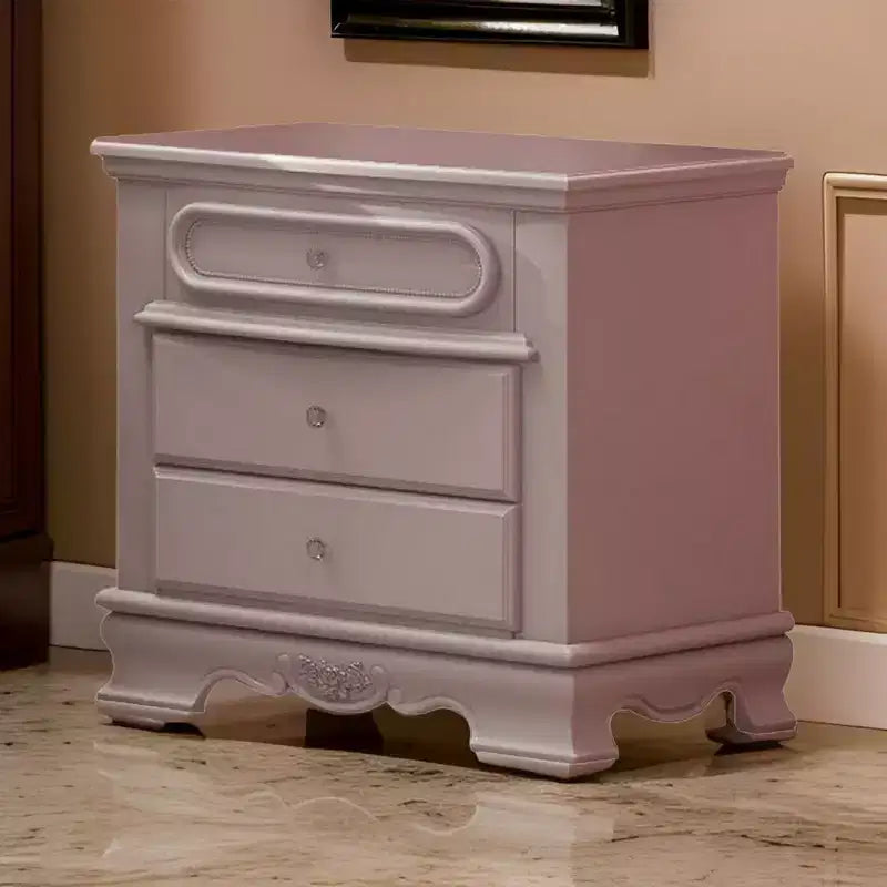 Royal Hampton 27 Inch Nightstand with 2 Drawer, Molded Trim Floral Motifs, White