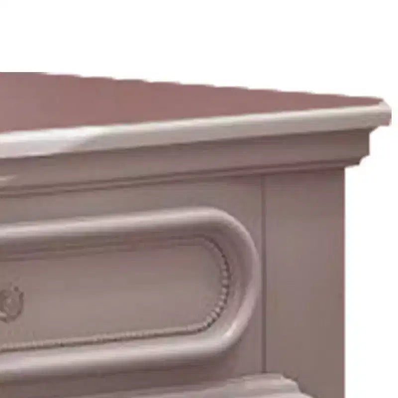 Table de chevet de 68,5 cm avec 2 tiroirs, moulures et motifs floraux, blanc