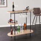 Table de bar/à vin avec rangement pour verrerie - Naturel