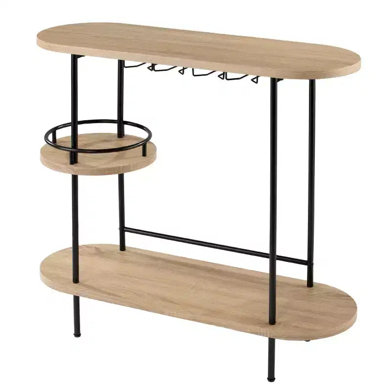 Table de bar/à vin avec rangement pour verrerie - Naturel