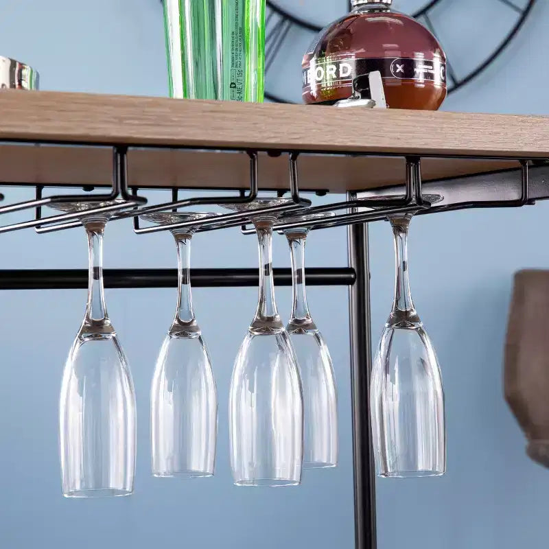 Table de bar/à vin avec rangement pour verrerie - Naturel