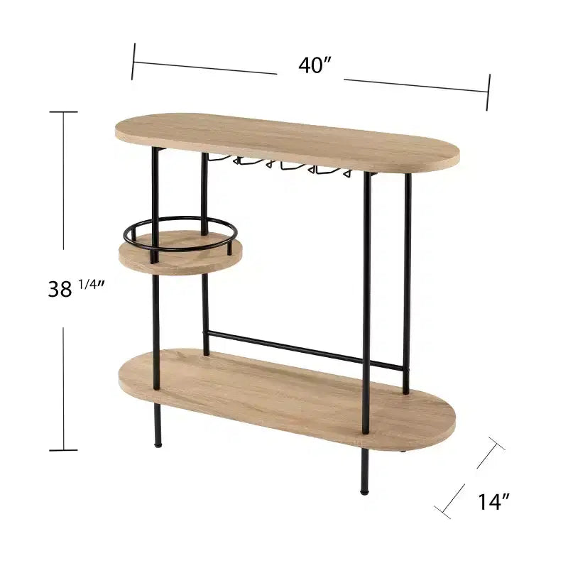 Table de bar/à vin avec rangement pour verrerie - Naturel