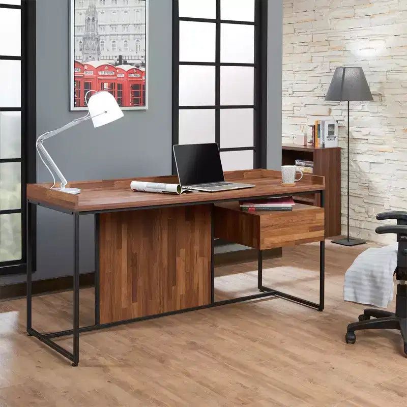 GDFStudio Pampas Modern Metal and Wood Rectangular Writing Desk