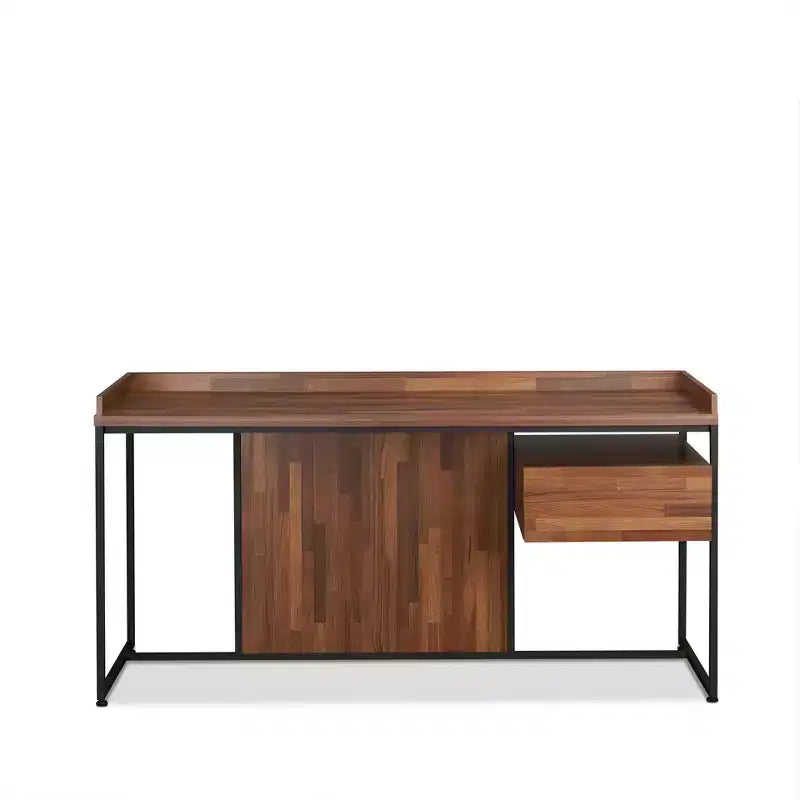 Bureau rectangulaire moderne en métal et bois