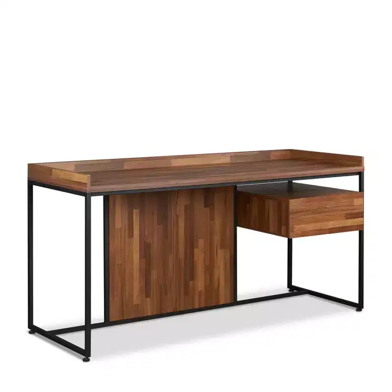 Bureau rectangulaire moderne en métal et bois