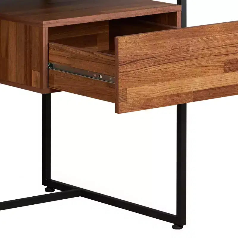 Bureau rectangulaire moderne en métal et bois