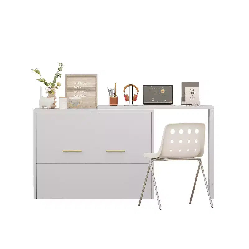 Lit escamotable mural simple avec bureau à position réglable, lit commode escamotable avec coussin pliable pour chambre d'amis