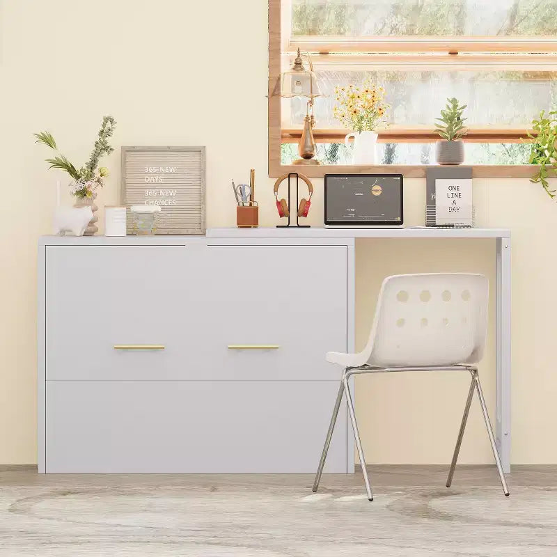 Lit escamotable mural simple avec bureau à position réglable, lit commode escamotable avec coussin pliable pour chambre d'amis