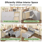 Lit escamotable mural simple avec bureau à position réglable, lit commode escamotable avec coussin pliable pour chambre d'amis