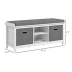 Banc à chaussures avec coussin, banquette d'entrée avec 2 tiroirs et étagère réglable pour couloir