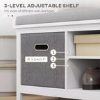 Banc à chaussures avec coussin, banquette d'entrée avec 2 tiroirs et étagère réglable pour couloir