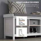 Banc à chaussures avec coussin, banquette d'entrée avec 2 tiroirs et étagère réglable pour couloir