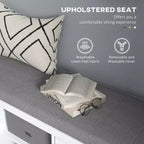 Banc à chaussures avec coussin, banquette d'entrée avec 2 tiroirs et étagère réglable pour couloir
