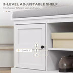 Banc à chaussures avec coussin, banquette d'entrée avec 2 tiroirs et étagère réglable pour couloir