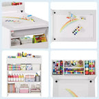 Table et chaises d'art pour enfants, bureau d'activités en bois avec étagères de rangement pour tout-petits, table d'activités pour enfants pour la maison, la salle de classe, la garderie