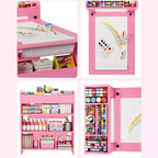 Table et chaises d'art pour enfants, bureau d'activités en bois avec étagères de rangement pour tout-petits, table d'activités pour enfants pour la maison, la salle de classe, la garderie