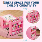Table et chaises d'art pour enfants, bureau d'activités en bois avec étagères de rangement pour tout-petits, table d'activités pour enfants pour la maison, la salle de classe, la garderie