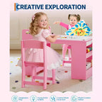 Table et chaises d'art pour enfants, bureau d'activités en bois avec étagères de rangement pour tout-petits, table d'activités pour enfants pour la maison, la salle de classe, la garderie
