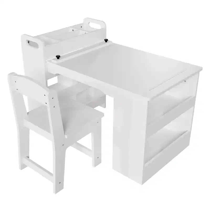 Table et chaises d'art pour enfants, bureau d'activités en bois avec étagères de rangement pour tout-petits, table d'activités pour enfants pour la maison, la salle de classe, la garderie