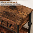 Table console de 132 cm, table d'entrée avec 3 tiroirs de rangement, table console industrielle à 3 niveaux avec rangement pour l'entrée, le couloir, le salon