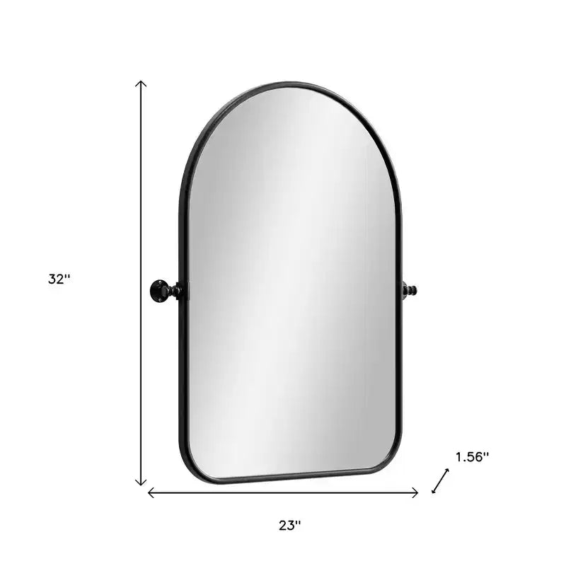 Miroir d'appoint orientable en métal noir de 32 po avec cadre arqué