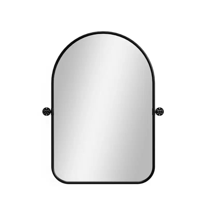Miroir d'appoint orientable en métal noir de 32 po avec cadre arqué
