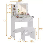 Coiffeuse avec miroir et lumières, coiffeuse de maquillage avec prise de courant et tabouret rembourré, 3 modes d'éclairage luminosité réglable, table de maquillage