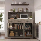 Meuble Buffet Micro-ondes de Ferme, Meuble Bar à Café en Bois pour Cuisine, Unité de Rangement Polyvalente, Montage Facile