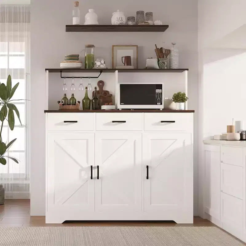 Meuble Buffet Micro-ondes de Ferme, Meuble Bar à Café en Bois pour Cuisine, Unité de Rangement Polyvalente, Montage Facile