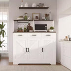 Meuble Buffet Micro-ondes de Ferme, Meuble Bar à Café en Bois pour Cuisine, Unité de Rangement Polyvalente, Montage Facile