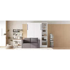 Lit escamotable double/simple avec canapé, Lit mural avec coussin, Lit escamotable avec étagères pour Chambre à coucher, Chambre d'amis, Petite pièce, Blanc