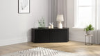 GALANO Corner TV Cabinet with Sliding Tambour Door in Black Oak, 43.3 W x 20 D x 14.8 H