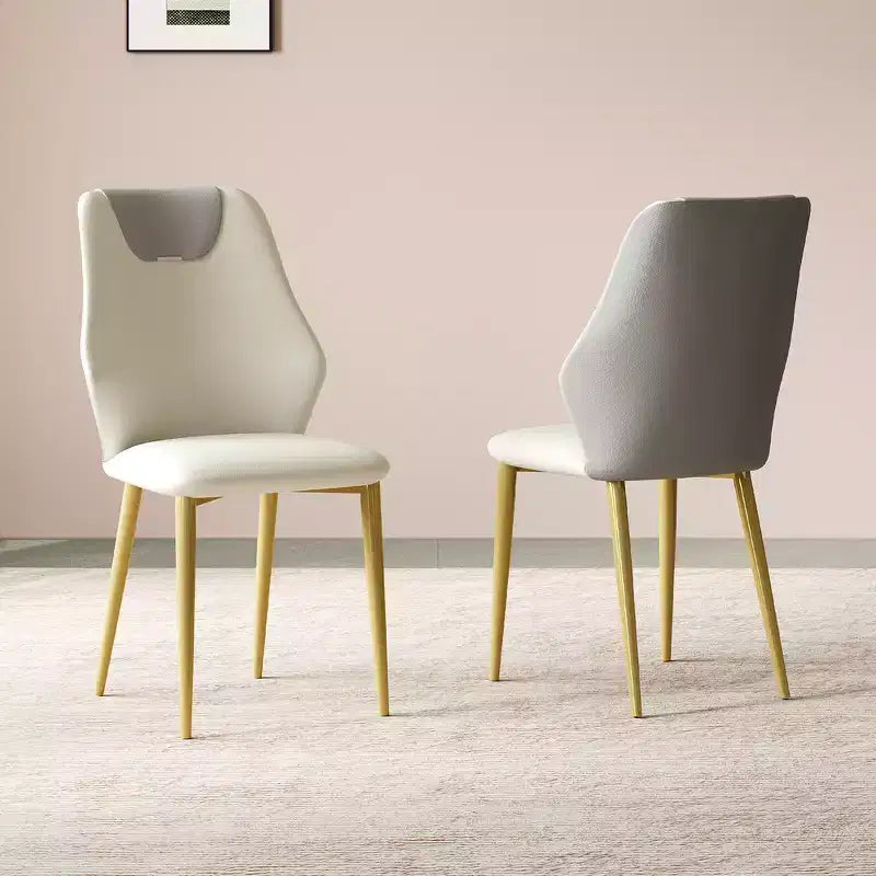Zeus & Ruta Set of 2 Dining Chairs with High-Quality PU Leather Seats, Gold-Plated Carbon Steel Legs & Ergonomic Backrests